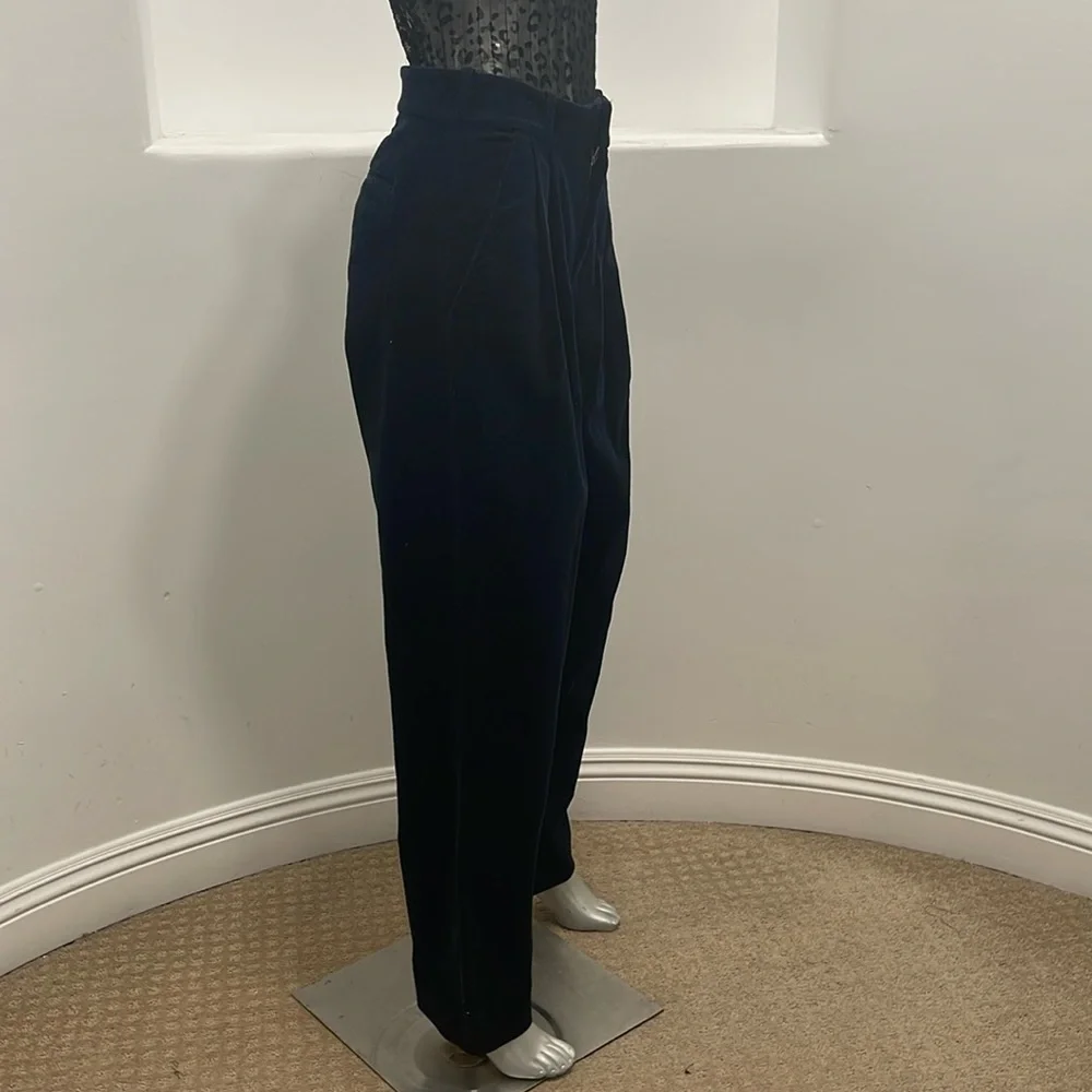 A.L.C. Pleated Tori Corduroy Straight Leg High Rise Pants Navy blue